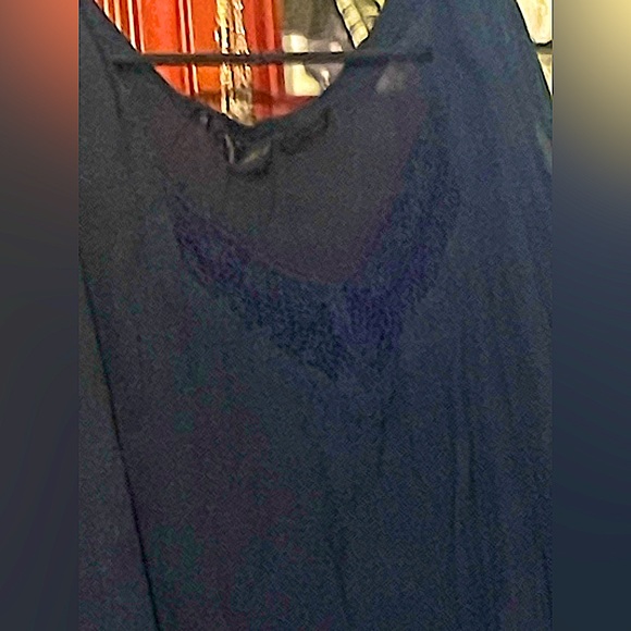 vintage dress semi sheer crochet top sleeveless maxi India rayon medium - Picture 3 of 8